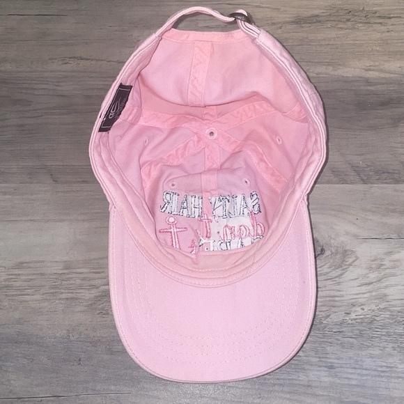 Boutique women’s hat ball cap Pink Embroidered salty hair don’t care anchor - Picture 5 of 7